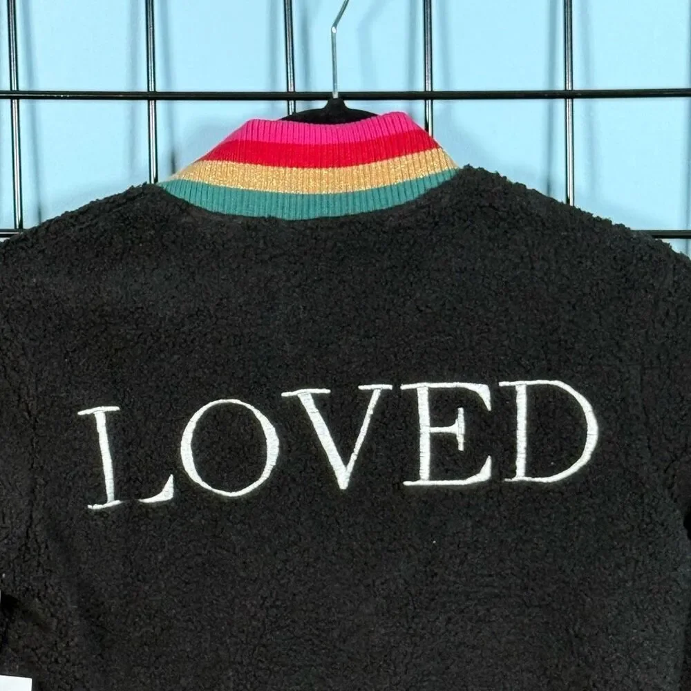 Spiritual Gangster‎ Girls LOVED Furry Bomber Jacket Girls M (12) Black NWT